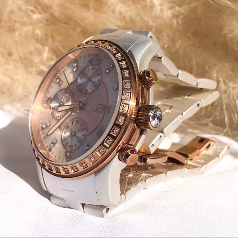 💎 JBW Diamond & Swarovski crystal 18k rosegold watch mother of pearl 723